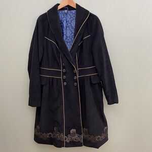 Doctor Who Torrid Coat Womens 1X Black TARDIS Embroidered BBC Exclusive Pockets